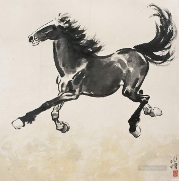 Xu Beihong Ju Peon Painting - Xu Beihong running horse old China ink